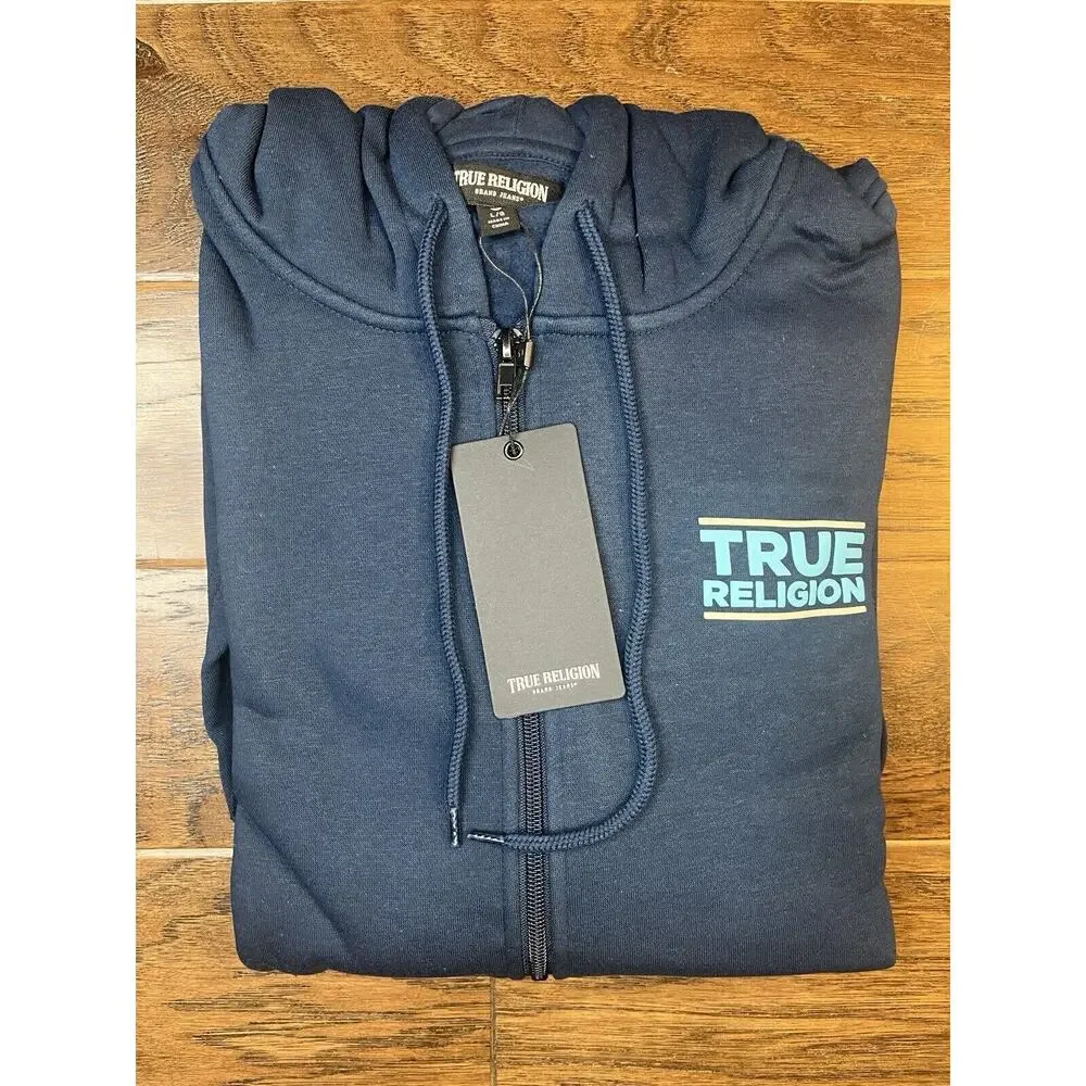 NWT True Religion Buddha Hoodie Full Zip Navy Men’s XL‎